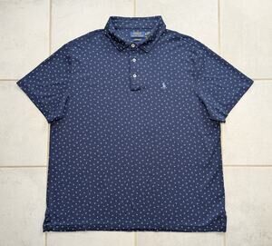 Ralph Lauren Polo Men's XL Golf Shirt Blue Short Sleeve Custom Slim Fit Stretch